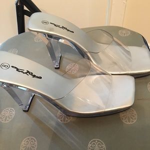 Lucite mules- Size 8 4inch heel